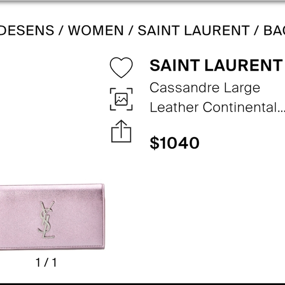 Saint Laurent Shimmering Pink Metallic Waller / Card Holder - Picture 11 of 16